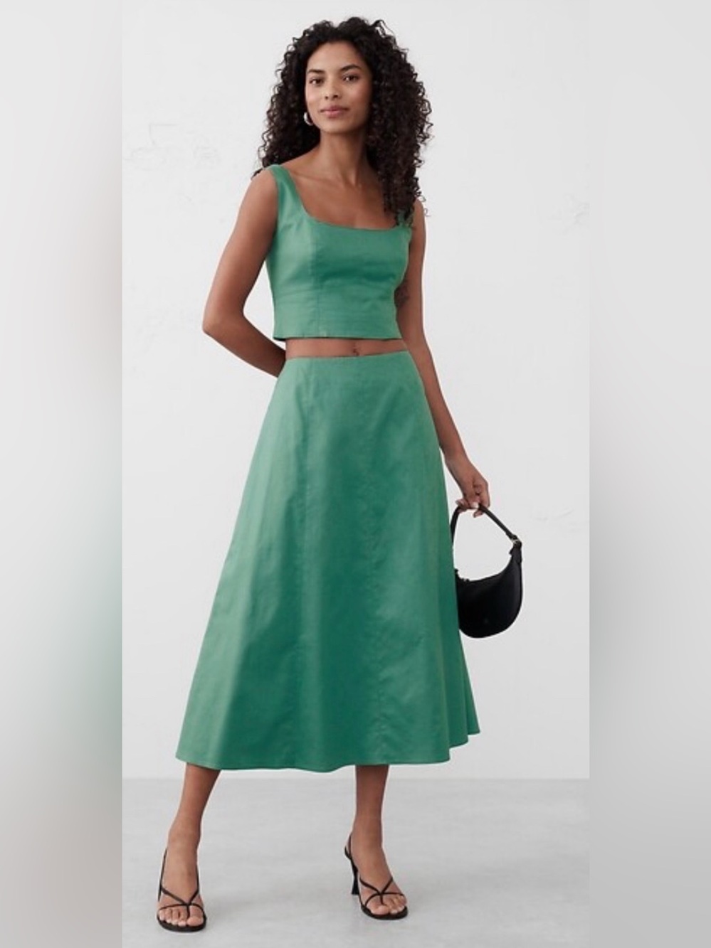 Banana Republic Sea Green A-Line Midi Linen Skirt - Women Size 14 NEW